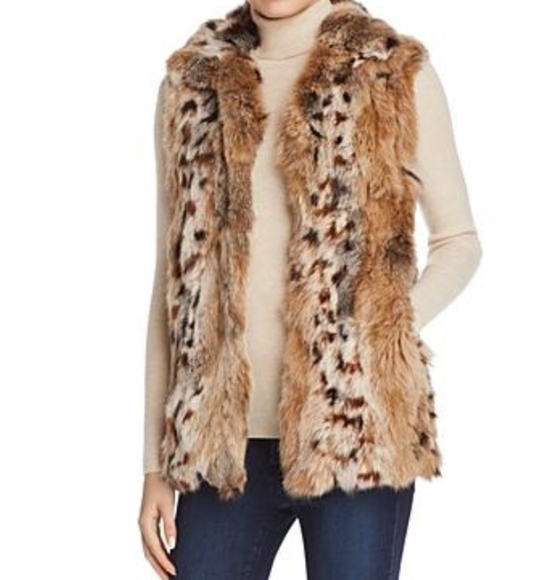 Adrienne Landau Jackets & Blazers - Adrienne Landau Leopard Print Rabbit-Fur Vest